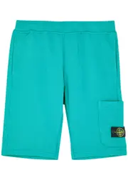 Stone Island Kids Logo Cotton Shorts (14 Years) - Teal - 14YR (14 Years) 14YR (14 years)