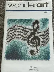 Wonderart Treble Clef Latch Hook Kit 12X12 Rug Wall Art Pillow BRAND NEW