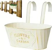 Railing Flower Boxes | Balcony Planter | Outdoor Garden Containers | Deck Rail Planting | Weather-Resistant Design | r,Window Hangable Plant Pots for Garden Patio, Outside Flower Box Metal