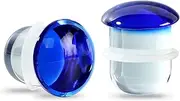 [Longbeauty] 1 Pair of Ear Plugs Tunnels Pyrex Glass Ear Expander Flesh Ear Plugs Single Flare with O-Ring Ear Piercing Jewellery 5 mm - 16 mm