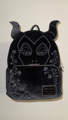 Disney Parks Loungefly Maleficent Black Velvet Mini Backpack – Exclusive