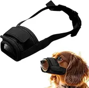 Dog Muzzle for Small Dogs Secure Fit Breathable Anti Barking Device Adjustable Soft Mesh Pet Muzzle for Tiny Dogs Safe for Drinking and Panting Black