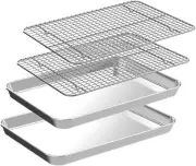 Quarter Sheet Pan with Cooling Rack Set [2 Baking Sheets + 2 Baking Racks], S...