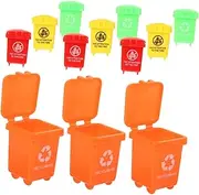 UTHCLO 12pcs Mini Trash Can with Lid for Dollhouse Kids Play Set Realistic Garbage Bin Toy for Tiny House Accessories