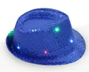 Adults Blue LED Light Up Flashing Sequin Costume Hat