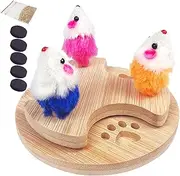 Cat Roller Track | Wooden Rolling Teaser Mice for Indoor Cats | Interactive Kitten Mental Physical Exercise Puzzle for Pressure Boredom Relief