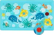 GiggleGlow - Baby Bathtub Shower Mat with HOT Indicator 27.6 x 15.8 Inch Non-Slip Bathtub Mat with Suction Cups, Cartoon Patterned Bath Tub Shower Mat, Underwater World