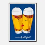 Galrie Schafft Geselligkeit Beer Poster - Classic Vintage Advertising Art Print, Black Frame, A3 30 x 42cm (12 x 16inch)