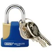 Draper 32mm Solid Brass Padlock 2 Keys Hardened Steel Shackle and Bumper 64164