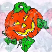 VTG Halloween Retro Pumpkin Patch Jack O Lantern Plastic Table Cover 54” x 72”