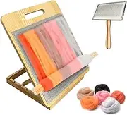 Gkesgm Wool Blending Board and Carding Brush Set for Fiber,Includes Adjustable Blending Board and 1 Pieces Wool Brush with 2 Dowels for Spinning Fiber Preparation,Felt Needle Project Wool Craft