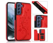 For Samsung Galaxy S21 Leather Cover Wallet - Red