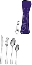 BIUDECO 5 Pcs Portable Stainless Steel Cutlery Kitchen Hotel Camping Smooth Edge Dinner Forks Spoons Easy to Clean for Family Entertaining