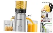 Juicer Machines, Cold Press Juicer with 5.3" Extra Large Feed Chute Silvery