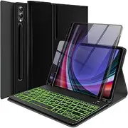 [Wineecy] Backlit Keyboard Case for Samsung Galaxy Tab S9 Plus 12.4 Inch 2023, 7 Color Light Detachable Wireless Keyboard with 360 Rotatable Case for Galaxy Tab S9 12.4",SM-X810/X816B/X818U