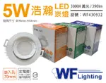 (2入) 舞光 LED 5W 3000K 黃光 全電壓 白殼 可調角度 7CM 浩瀚崁燈_WF430932