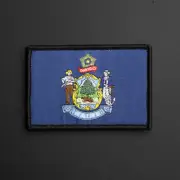 Maine State Flag Patch US USA Woven/Embroidered - Hook & Loop