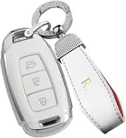ontto TPU Car key fob cover Fit for Hyundai i30 Ix35 Ix25 Kona Elantra Encino Solaris Azera Grandeur Ig TM Accent Santa Fe 2018-2022 Key case Key bag Shell keyring Key Holder keychain Accessories