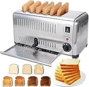 Commercial 6-Slices Toaster, 3240W Stainless Steel with 5 Browning Levels, Auto Pop-Up & Removable Crumb Tray, Heavy Duty Bread Toaster for Home, Restaurant, Hotel, Bakery