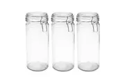3x Lemon & Lime Fresco 1.4L Glass Clip Jar 24.5cm Home Kitchen Storage Container