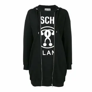 [二手] Moschino Double Question Mark Logo Hoodie Dress for Women in Black (A0458-5526-6555-42)