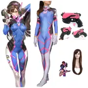 Overwatch D.Va DVA Costume Wig Gun Hana Song Cosplay Jumpsuit