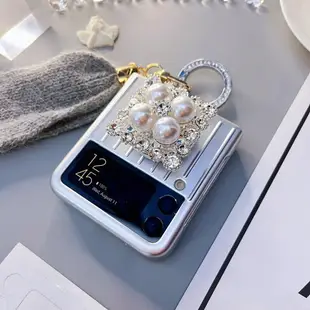 適用三星Galaxy Z flip3行李箱指環手機殼女款支架保護套針織手鏈