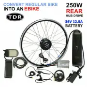 12.5Ah Lithium Battery 250W 36V 26'' Rear Rim Electric Bike Conversion Kit Ebike