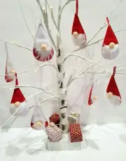 (8) Christmas Red White Felt Gnomes Santa Claus Tree Ornaments Decor 3.5"