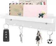 Key Rack, Wall Mounted Key Hooks, Metal Key Hooks, Key Racks with Modern Shelf for Living Room Bedroom Entryway Pochy