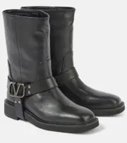 [Valentino Garavani] Valentino Garavani VLogo Signature leather biker boots AU 7 black