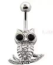 Body Accentz&trade; Belly Button Ring Navel Crystal Owl Body Jewelry 14 Gauge