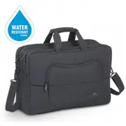 Rivacase Tegel Messenger Bag for 15.6"-17.3" Laptops - Black with Water-Resistant Fabric - Suitable for Business & Travel [8455]