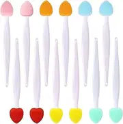 12pcs Lip Scrub Brush, BetterJonny Silicone Exfoliating Lip Brush, Double-Sided Lip Scrub Brush, Soft Cleaning Lip Scrub Exfoliator Beauty Tool for Smoother Skin and Lip Multicolored, Heart
