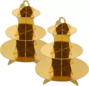 My Party Time 3-Tier Cardboard Gold Cupcake Stand/Tower 2-Set (Available