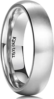 [King Will] BASIC 5MM/6MM/7MM Silver Titanium Ring Wedding Ring For Men Women Couple Ring Brushed/Matte Domed/Step Edge Comfort Fit