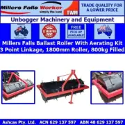 Millers Falls 800kg Ballast Roller with Aerating Spike Kit 3 Point Linkage