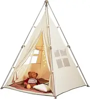 VEVOR Kids Play Tent, Teepee Tent for Kids 1-5 Years Old, Foldable Toddler Tent with Mat and Carrying Bag, Tent for Kids with Windows for Indoor and Outdoor, Kids Tent for Boys and Girls, Beige