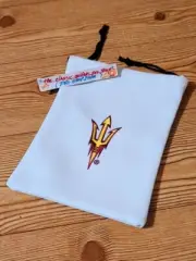 ASU Arizona State U. Valuables Leather Bag "RED DEVILS" Draw String Bag 10"x7.5"