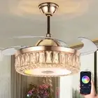 42" Smart Music Ceiling Fan Chandelier Lighting Bluetooth 7-Color Light 3 Speeds