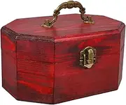 Mobestech Wood Vintage Storage Box With Octagonal Flip Lid Portable Handheld Organizer Decorative Chest Treasure Keepsake Jewelry Box