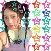 ZLSPTK 27PCS Star Hair Clips Y2K Glow in The Dark Metal Y2k Hair Accessories for Women Girls Cute Star Barrettes for Long Short Curly Thin Thick Hair Pins Bulk Kawaii Snap Hair Clips Small Styling