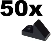 NEW LEGO - SLOPES - 1 x 2 - (45 2 x 1 with 2/3 Cutout ) Black x 50 - 1x2 slope
