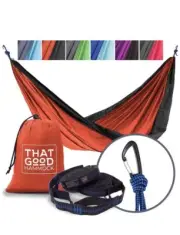 THAT GOOD HAMMOCK Double Camping Hammock w/ Straps & Wiregate Carabiners (blue)