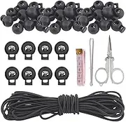 Swpeet 105Pcs Round Single Hole Plastic Cord Locks for Spring Toggles Stoppers and 11 Yards Elastic Cord for Drawstrings Non-Slip Cord Stopper Adjustable Buckler for Suppliers Shoelaces Clothing