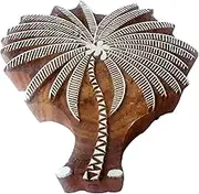 Beautiful Print Stamp Large Coconut Tree Shape Big Wooden Block