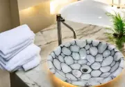 18" White Agate Vessel Sink Elegant Sink for Spa Vanity & Designer Bathroom Deco