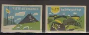 MATCHBOX LABELS CZECHOSLOVAKIA-In Summer come to Karkonos hills, x2 diff. -**