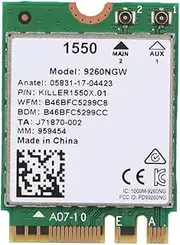WiFi 6 Card Dual Band 2.4 G & 300 MBPS /5 G & 1.73 Gbps M.2 NGFF Adapter Killer 1550ac 802.11ac 5.0 Wireless WiFi Card, for Windows 10 PC Laptops
