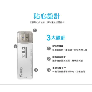 iCooby R202 記憶卡讀卡機 3槽 USB3.0 SD卡 黑色